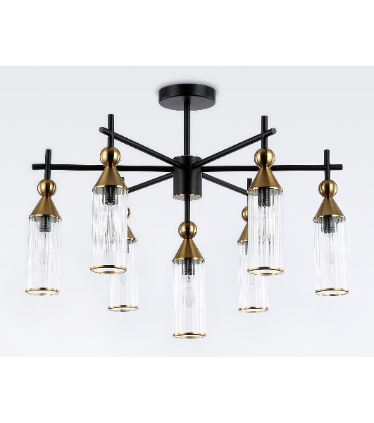 Люстра Ambrella light LH55257/7 BK/BS/CL черный/латунь/прозрачный E14*7 max 40W D640*520