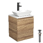Тумба Bau Dream Blackwood 50 с дверцей, раковина BAU Spectrum mini 47х24 смеситель для раковины высокий Hotel Black, черный, выпуск клик клак, черный, фото 1