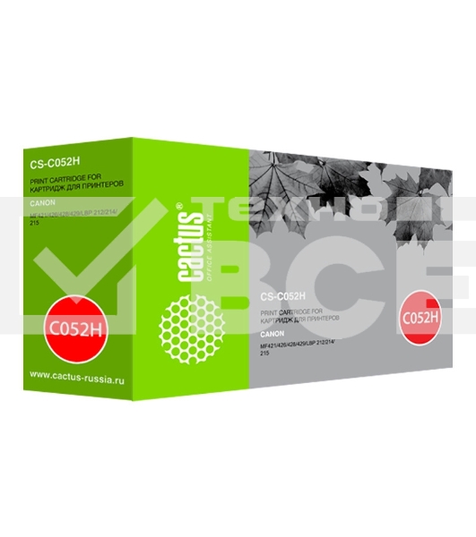 Картридж лазерный Cactus CS-C052H черный (9200 стр.) для Canon MF421/426/428/429; LBP 212/214/215
