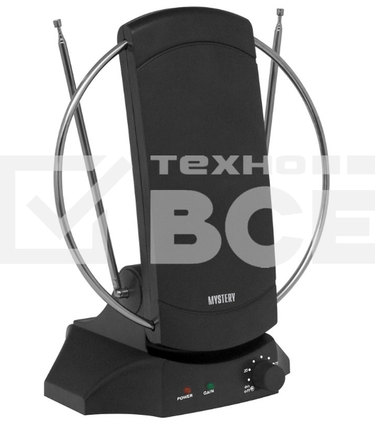 Антенна TV Mystery MANT-30TV (комнатная антенна для приема телевизионных программ в диапазонах МВ и ДМВ. Антенна принимает сигналы аналогового телевидения и цифрового телевидения формата DVB-T/T2)