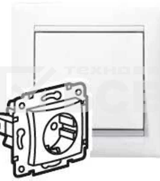 Механизм розетки 1-м СП Valena 2К+З с заземл. нем. станд. белый (DIY-упак.) Legrand 694280