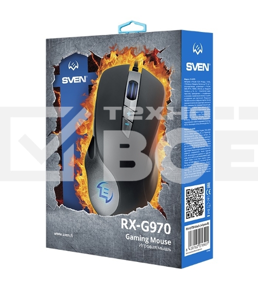 Мышь проводная SVEN RX-G970 черный, 4000 dpi, USB, кнопки - 7