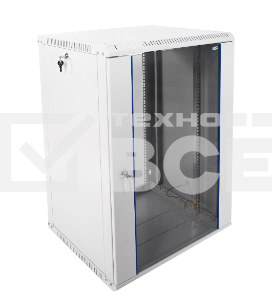 Шкаф настенный ЦМО ШРН-Э-18.500 18U 600x520мм пер.дв.стекл несъемные бок.пан. серый