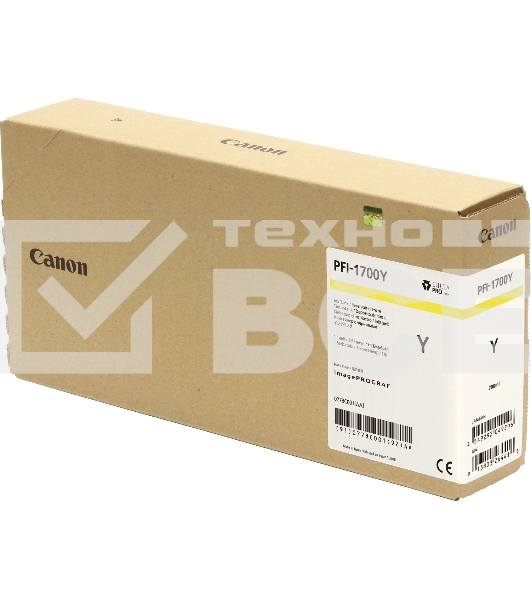 Картридж струйный Canon PFI-1700 Y (0778C001) желтый, 700 мл., для imagePROGRAF Pro-2000, Pro-4000, Pro-4000S, Pro-6000S