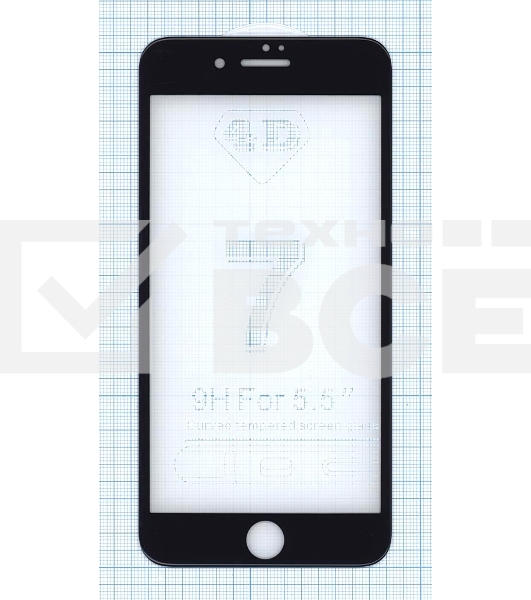 Защитное стекло 4D для Apple iPhone 7/8 Plus черный