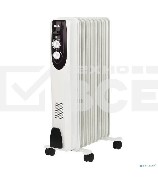 Масляный обогреватель Ballu Classic BOH/CL-09WRN (9 секций), белый, 2000 Вт, 25 м2, термостат