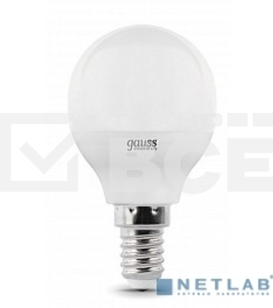 Лампа светодиодная LED 10Вт E14 220В 4100К Elementary шар 53120 Gauss
