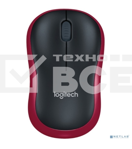 Мышь беспроводная Logitech M185, красный, 1000 dpi, радиоканал, USB, кнопки - 3
