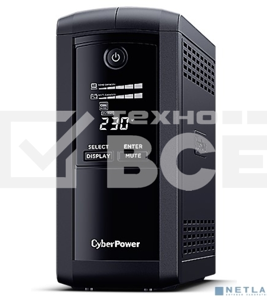 Источник бесперебойного питания UPS CyberPower VP1000EILCD Line-Interactive 1000VA/550W USB/RS-232/RJ11/45  (6 IEC С13)