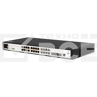 Управляемый коммутатор уровня SNR 2+, 24 порта 10/100/1000Base-T, 4 порта 1/10G SFP+, встроенный БП ~220V AC, разъем для АКБ 12V с возможностью заряда