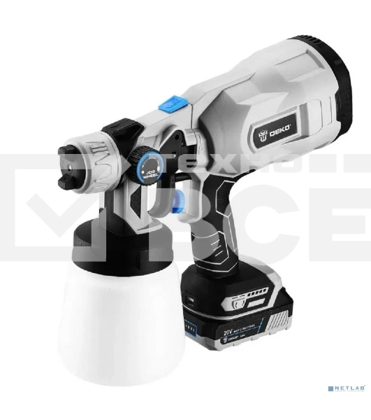 Краскопульт электрический аккумуляторный DEKO SG20DK Max, 20В, 800 мл, 1x3.0А·ч 083-1135