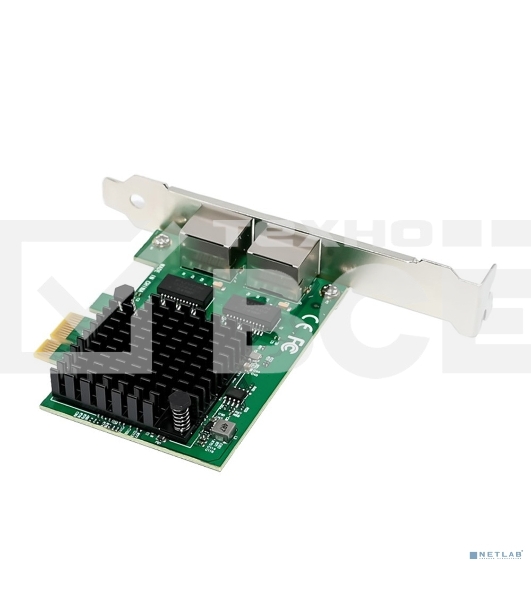 Сетевая карта ORIENT XWT-INT226L2PE PCI-Ex1 v3.1 2xRJ45 2.5GbE NIC, Intel I226-V chipset, 2.5/1 Гбит/с, 2 планки крепления (33474)