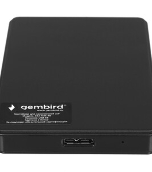 Внешний корпус USB 3.0 для 2.5' HDD/SSD Gembird EE2-U3S-40, порт MicroB, SATA III, пластик, черный, коробка