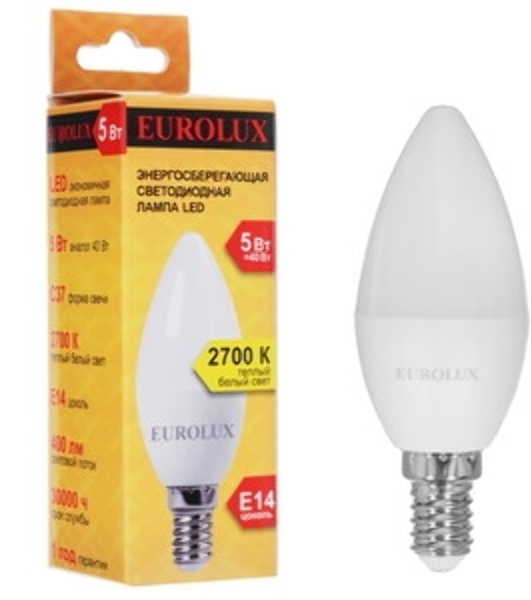 Лампа светодиодная EUROLUX LL-E-C37-5W-230-2
