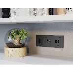 Комплект мех-ма розетки компьютерной + TV оконечной RJ-45 с автоматической защитной шторкой ALFA Графит мягкое касание QUANT (AP9125, VM195) MA912510, фото3