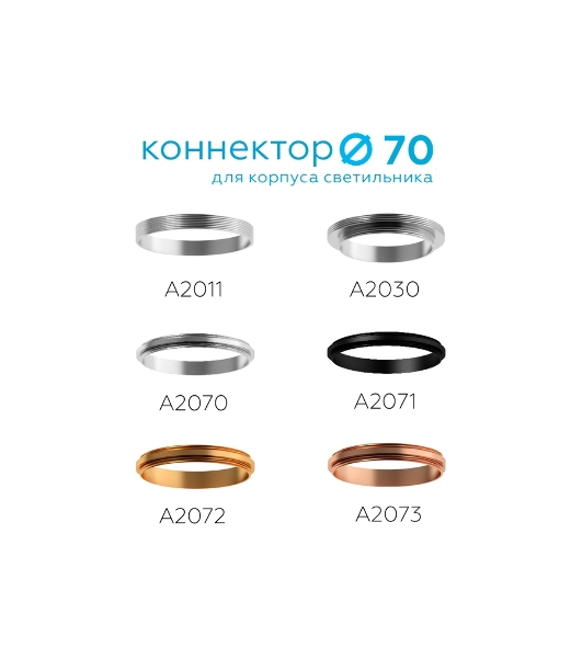 Коннектор декоративный для соединения корпуса светильника A2071 PBK черный полированный D70*H9mm Out1.5mm