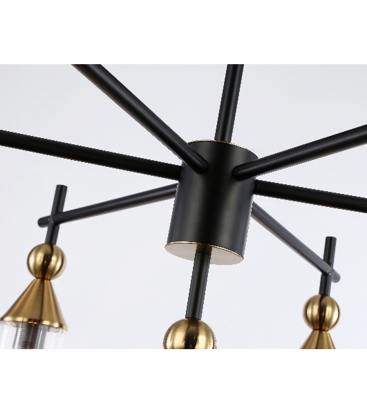 Люстра Ambrella light LH55257/7 BK/BS/CL черный/латунь/прозрачный E14*7 max 40W D640*520