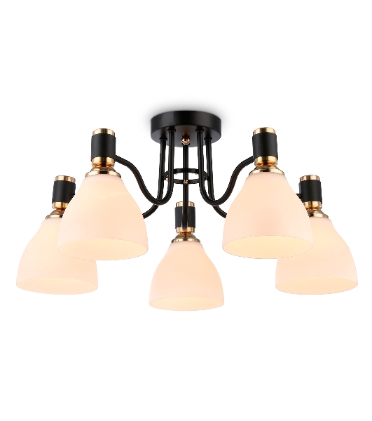 Светильник Ambrella light TR303307/5 BK/GD/FR черный/золото/белый матовый E27*5 max 60W D600*270