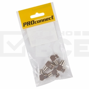 Переходник антенный, (штекер F - гнездо F), угловой, (5шт.) (пакет) PROconnect