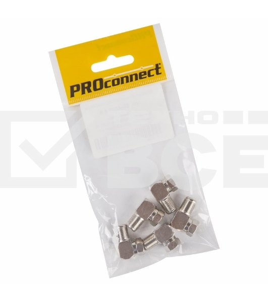Переходник антенный, (штекер F - гнездо F), угловой, (5шт.) (пакет) PROconnect