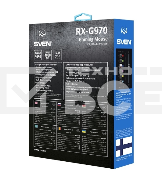 Мышь проводная SVEN RX-G970 черный, 4000 dpi, USB, кнопки - 7