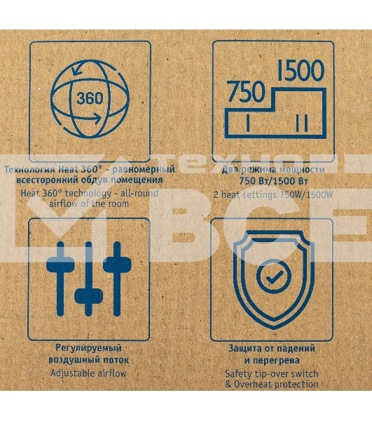 Тепловентилятор Scarlett SC-FH1.513MC, белый, 1500 Вт, 20 м2, термостат