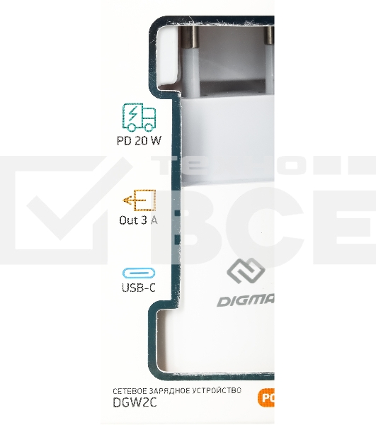 Сетевое зарядное устройство Digma DGW2C 3A PD белый