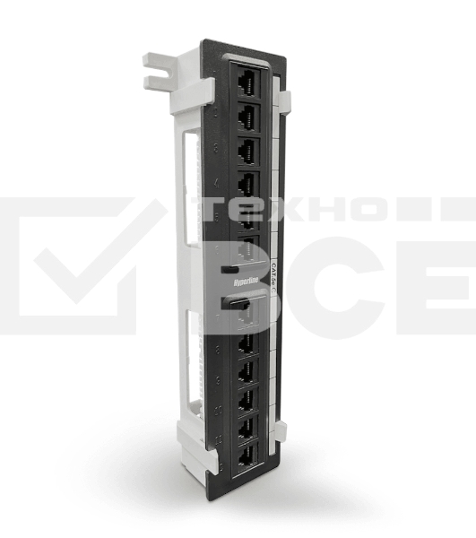 Монтажное оборудование Hyperline PPW-12-8P8C-C5e Патч-панель настенная, 12 портов RJ-45(8P8C), категория 5е, с подставкой