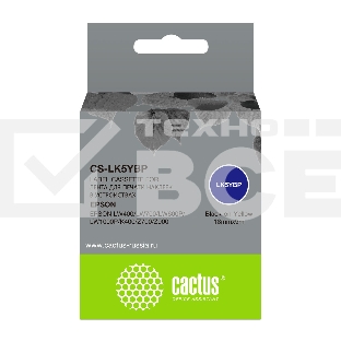 Картридж ленточный Cactus CS-LK5YBP черный, 18мм, 9м для Epson LW400/LW700/LW600P/LW1000P/K400/Z700/Z900