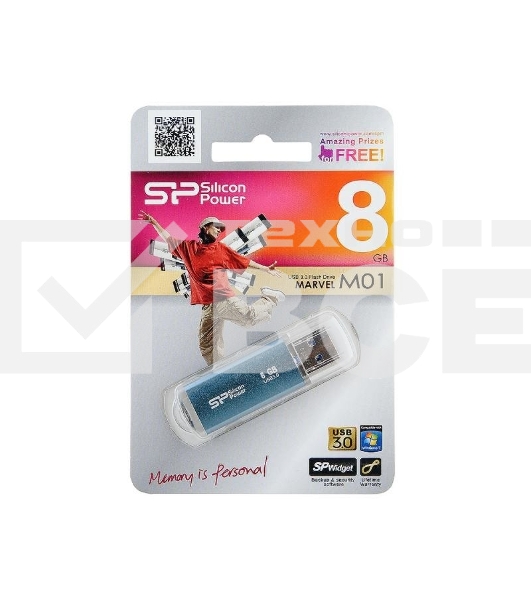 Флешка USB Silicon Power R/W 8Gb Marvel M01 SP008Gb,UF3M01V1B USB 3.0 синий