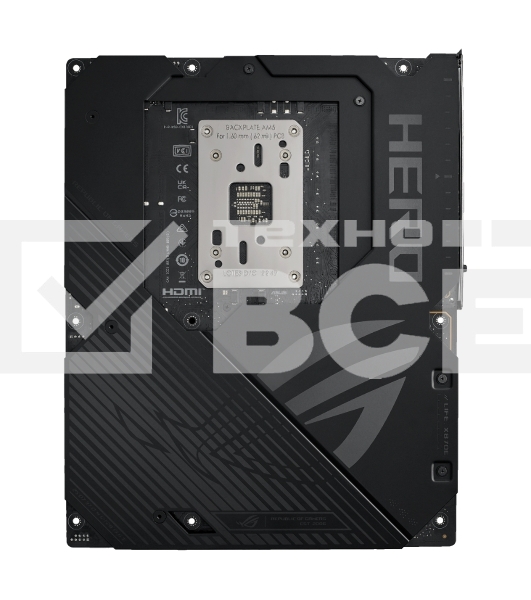 Материнская плата ASUS ROG CROSSHAIR X870E HERO, AM5, AMD X870E, 4xDDR5, 4xSATA, 5xM.2, 2xPCI-E 5.0 x16, 1xHDMI, 2xUSB-C (видео), 2x 5Gb LAN, 6xUSB-A 3.2 Gen 2, 2xUSB-C 3.2 Gen 2, 2xUSB4, 2x3.5 мм, 7.1, ATX