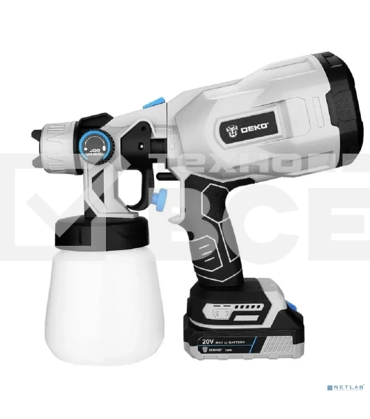 Краскопульт электрический аккумуляторный DEKO SG20DK Max, 20В, 800 мл, 1x3.0А·ч 083-1135