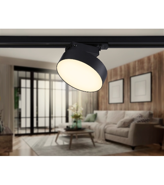 Трековый однофазный светодиодный светильник Ambrella light GL6839 BK черный LED 15W 3000K D115*80