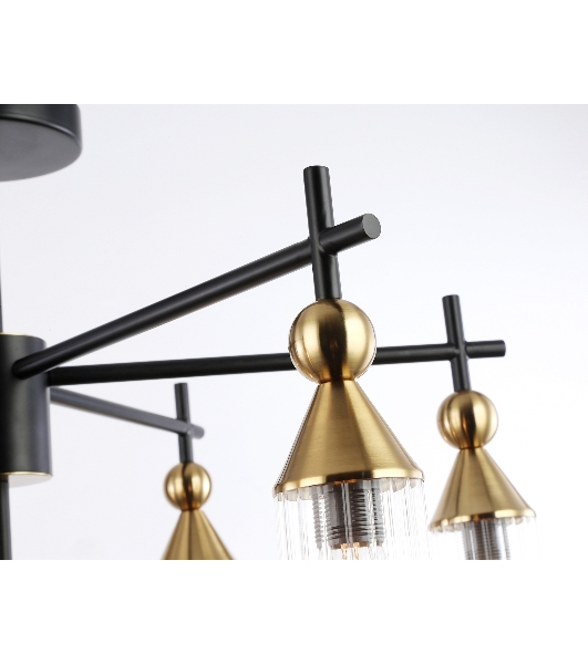 Люстра Ambrella light LH55257/7 BK/BS/CL черный/латунь/прозрачный E14*7 max 40W D640*520