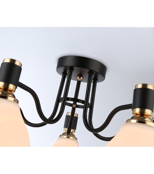 Светильник Ambrella light TR303307/5 BK/GD/FR черный/золото/белый матовый E27*5 max 60W D600*270