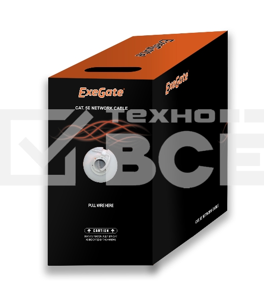 Кабель Exegate FTP 4 пары кат.5e CCA, экран, 305м pullbox, серый