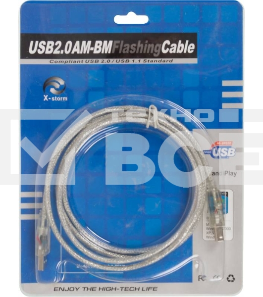 Кабель USB2.0 Ningbo USB A (m)/USB B (m) 1.8м подсветка