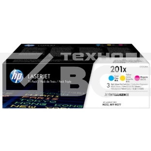 Картридж лазерный комплект HP 210X голубой/пурпурный/желтый (CF253XM) увеличенной емкости