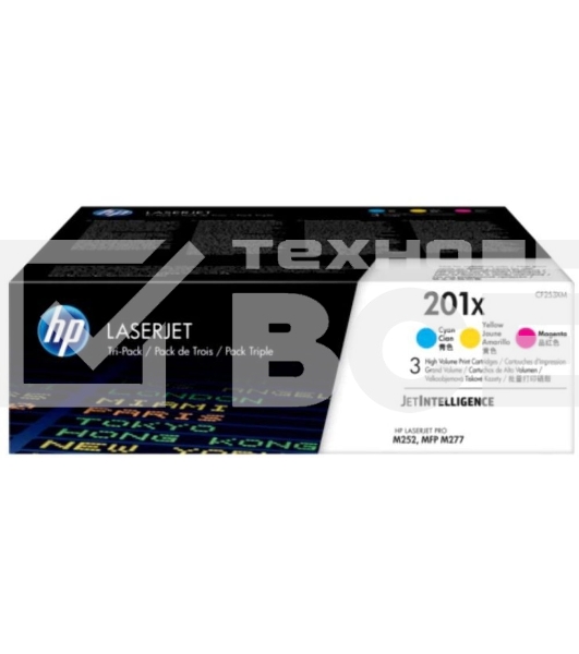 Картридж лазерный комплект HP 210X голубой/пурпурный/желтый (CF253XM) увеличенной емкости