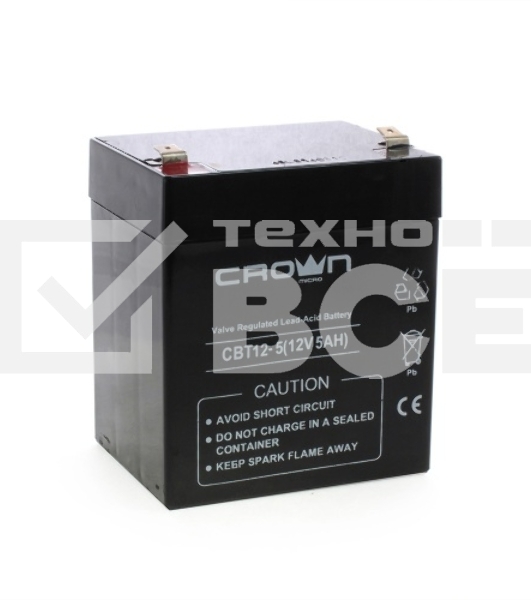 Батарея CROWN СВТ-12-5 (12V 5Ah) F2 срок службы 6 лет