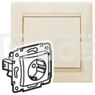 Механизм розетки 1-м СП Valena 2К+З с заземл. нем. станд. сл. кость (DIY-упак.) Legrand 695612