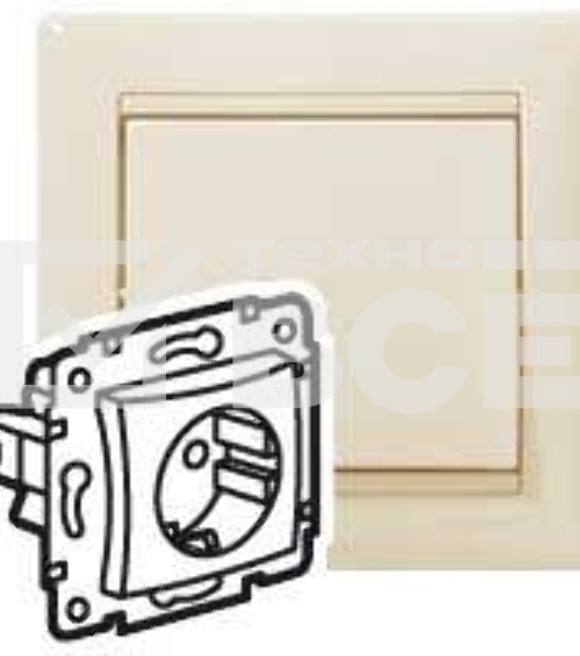 Механизм розетки 1-м СП Valena 2К+З с заземл. нем. станд. сл. кость (DIY-упак.) Legrand 695612