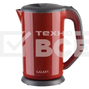 Чайник электрический Galaxy GL 0318, красный, пластик, 2000 Вт, 1,7 л