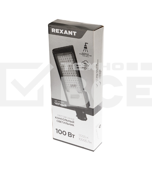 Светильник светодиодный консольный Rexant ДКУ 02-100-5000К-Ш асимметричный IP65 черный