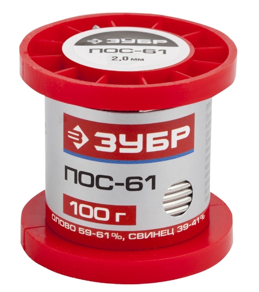 Припой Зубр 55450-100-20ПОС 61 проволока 100г 2мм