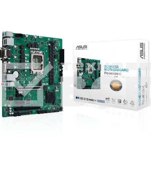 Материнская плата ASUS Pro H610M-C-CSM, LGA 1700, Intel H610, 2xDDR5, 4xSATA, 1xM.2, 1xPCIe 5.0 x16, 2xPCIe x1, 1xPCI, 1xHDMI, 1xDP, 1xDVI-D, 1xVGA, 1x 1Gb LAN, 2xUSB-A 3.2 Gen 2, 2xUSB-A 2.0, 3x3.5 мм, 7.1, mATX