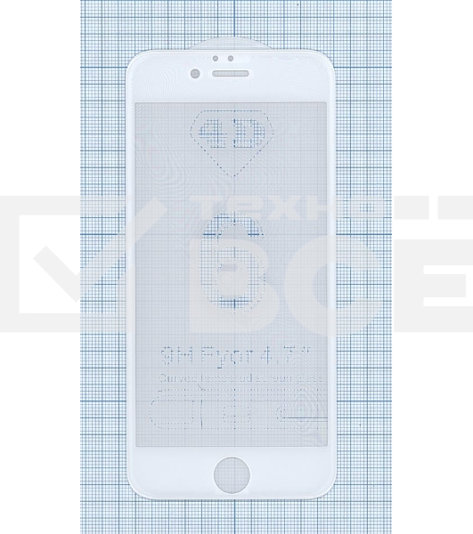 Защитное стекло 4D для Apple iPhone 6/6S белый
