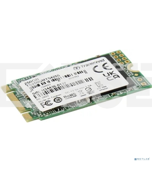 Накопитель SSD M.2 Transcend 250Gb MTS425 TS250GMTS425S (SATA3, up to 500/330MBs, 3D NAND, 90TBW, 22x42мм)