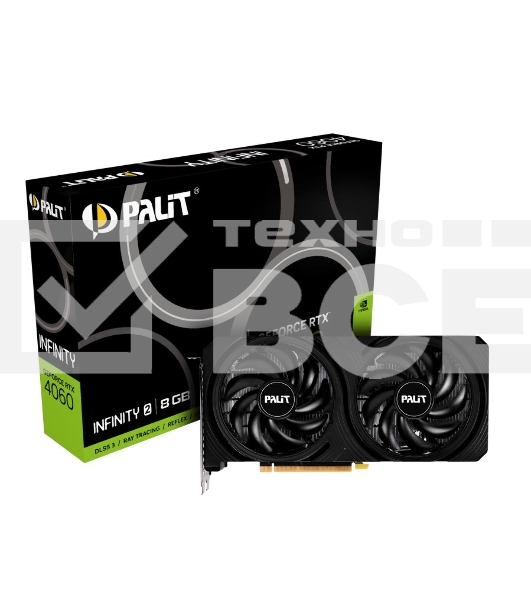 Видеокарта Palit RTX4060 INFINITY 2 NVIDIA GeForce RTX 4060 8Gb 128bit PCI-E 4.0 GDDR6 1830/17000 HDMIx1 DPx3 HDCP Ret