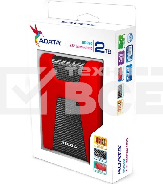Внешний жесткий диск AData USB 3.1 2Tb AHD650-2TU31-CRD HD650 DashDrive Durable 2.5